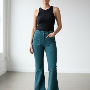 American Eagle Super High Rise Flare Corduroy Pants Button Fly Stretch 2